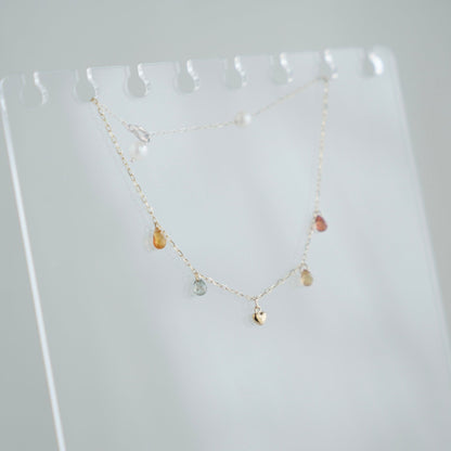 Gold Heart Akoya Pearl Mixed Color Sapphire Station Bracelet 10K Gold - KOKOPEARLJEWELRY - 5