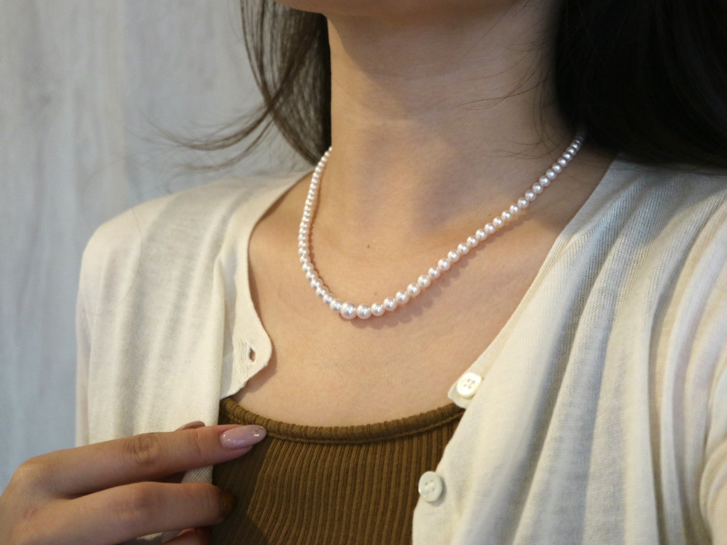 Rare Gradient Sized 3.5-7.0mm Akoya Pearl Beaded Strand Necklace