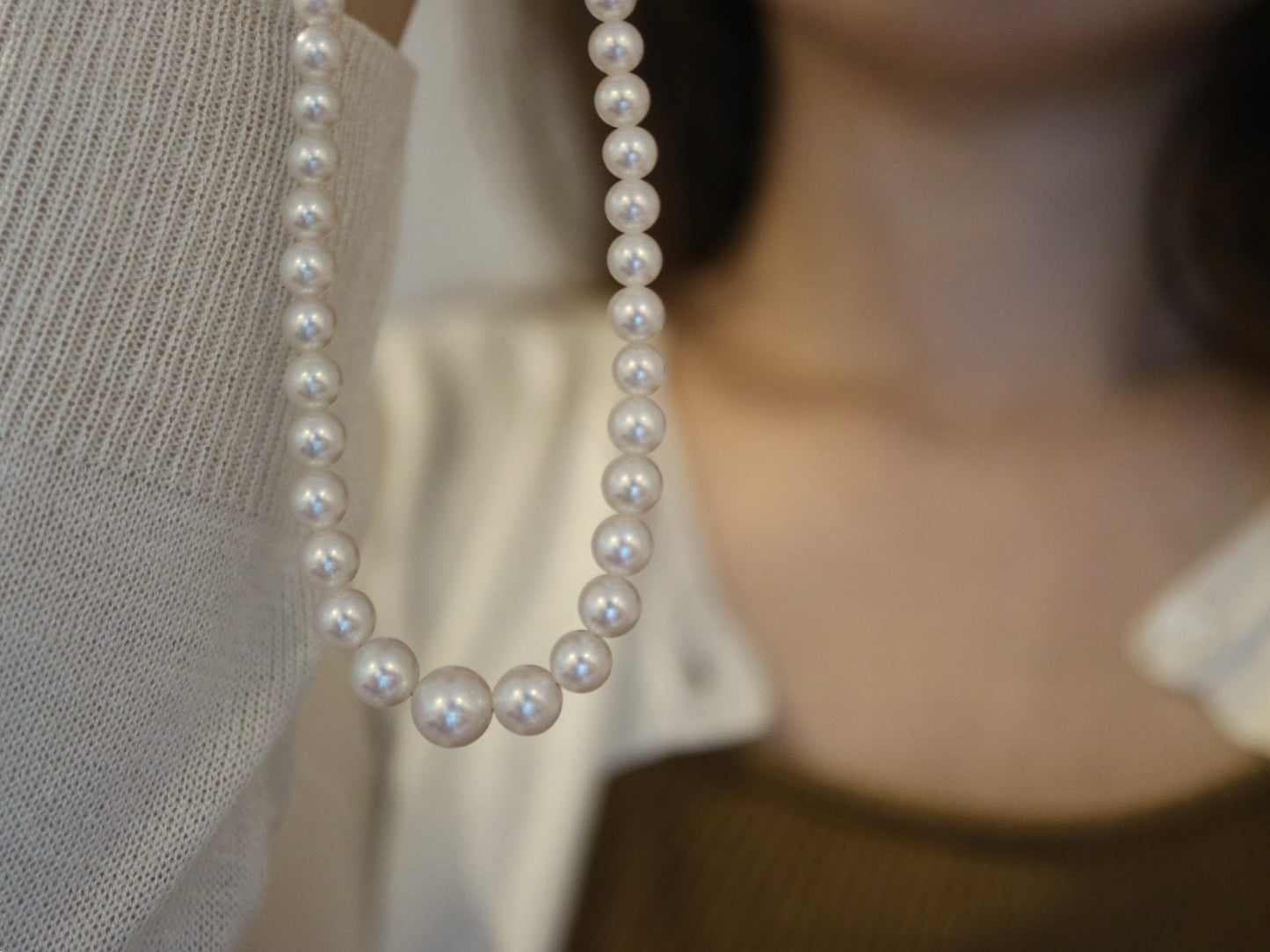 Rare Gradient Sized 3.5-7.0mm Akoya Pearl Beaded Strand Necklace