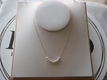 4mm Cream Golden Akoya Pearl Smile Necklace 10K Yellow Gold