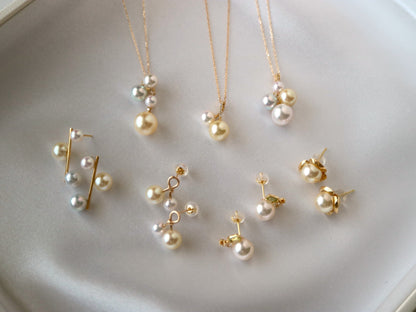18K Gold Mixed - Color Akoya Pearl Pendant Necklace with White Diamond - KOKOPEARLJEWELRY - 5