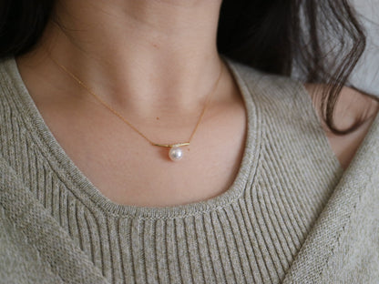 7.5mm Akoya Pearl Mermaid Tail Pendant Necklace - KOKOPEARLJEWELRY - 7