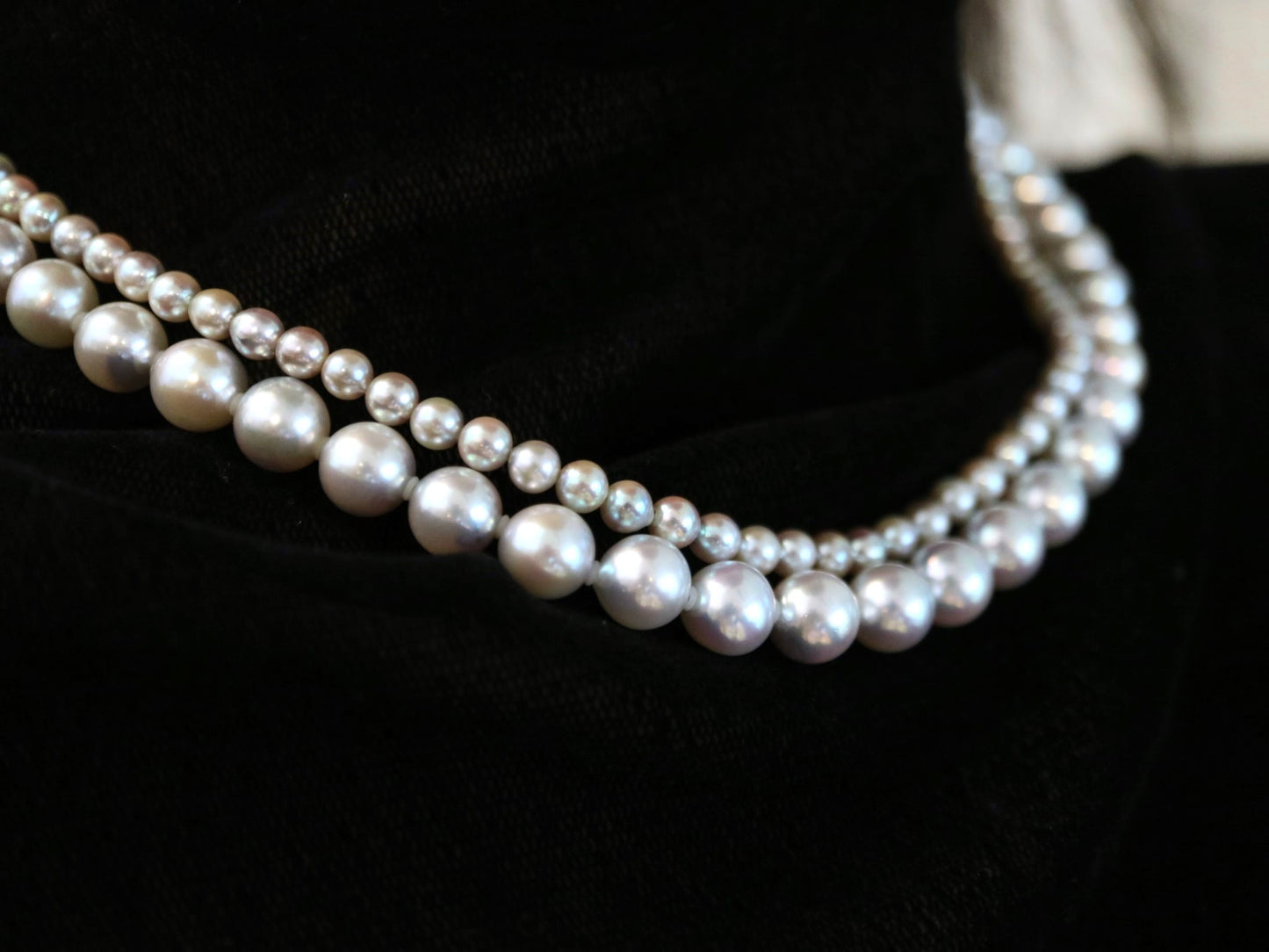 Certified Natural Silver Blue Baroque Akoya Pearl Double Layered Strand Necklace