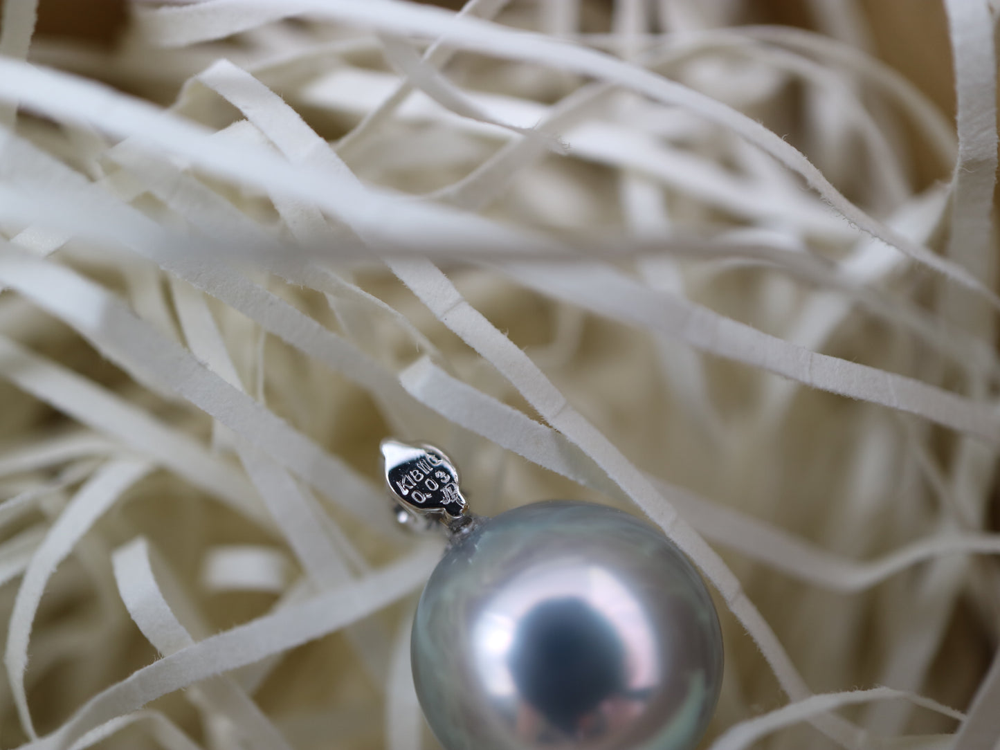 8mm 天然シルバーグレー アコヤ真珠 ダイヤモンド ペンダントネックレス 18K ホワイトゴールド
