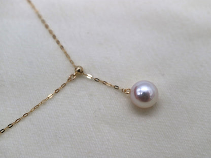 8mm Akoya Pearl Adjustable Y Shaped Pendant Necklace 18K Yellow Gold - KOKOPEARLJEWELRY - 7