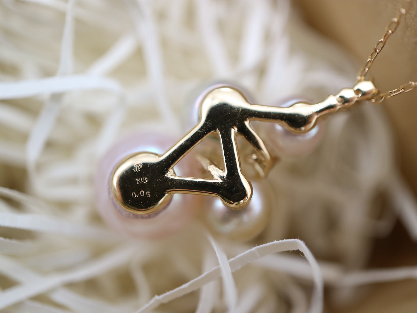 ミックスカラー / ピンクホワイト 4-7.5mm アコヤ真珠 ダイヤモンド ペンダントネックレス 18K イエローゴールド
