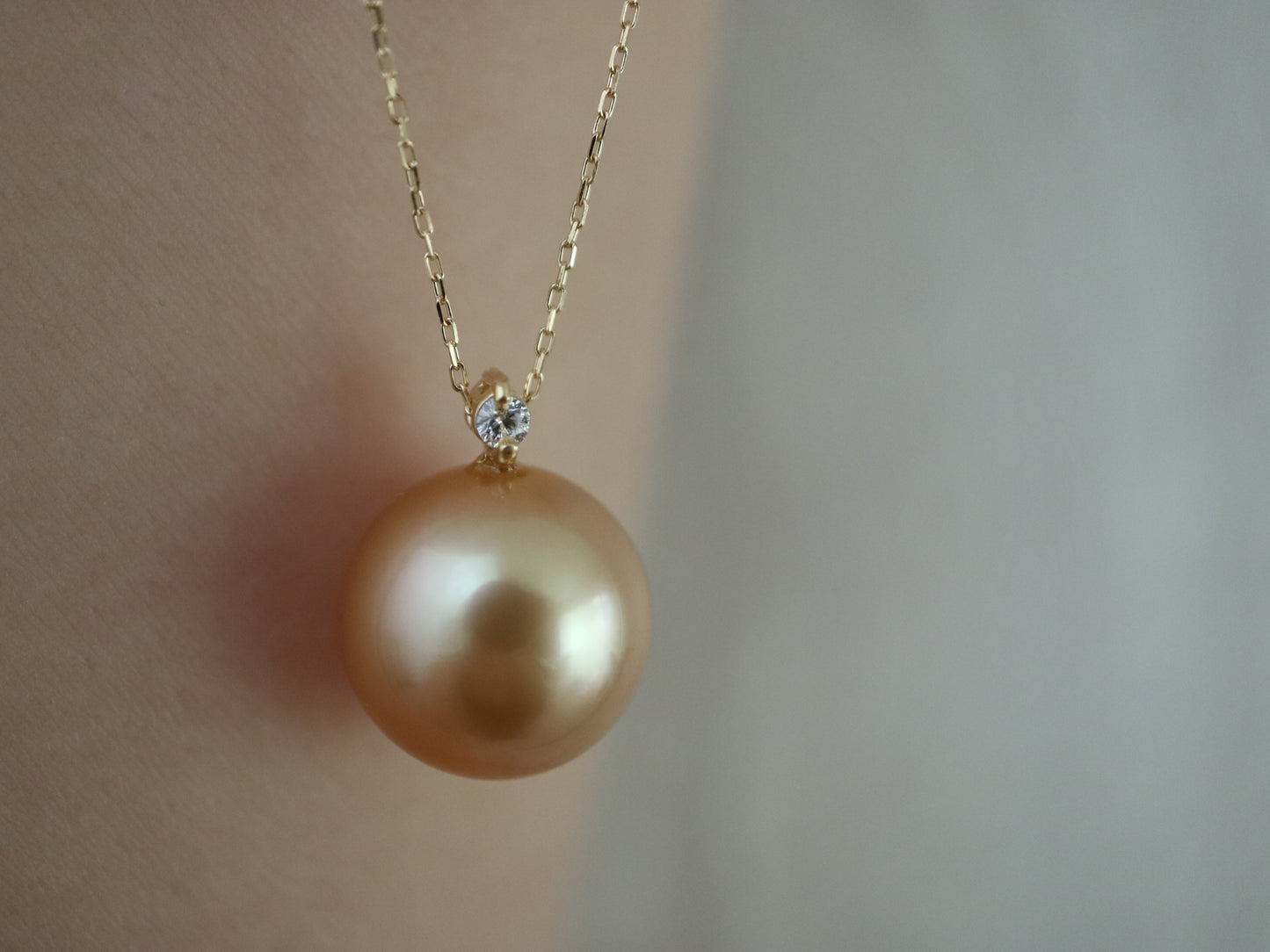 11mm ゴールデン サウス シー パール ダイヤモンド ペンダント ネックレス 18K イエロー ゴールド