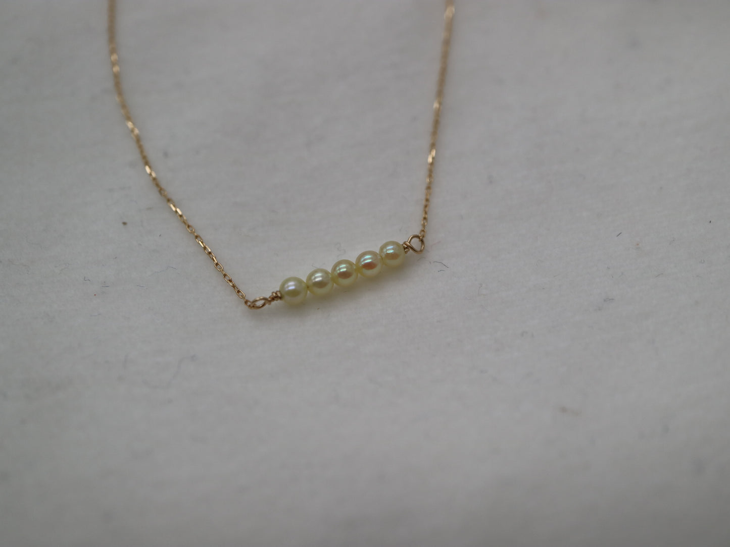 Rare Sized 2.5mm Champagne Golden Akoya Pearl Bar Pendant Necklace 10K Yellow Gold