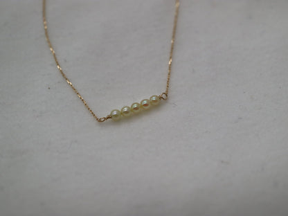 Rare Sized 2.5mm Champagne Golden Akoya Pearl Bar Pendant Necklace 10K Yellow Gold - KOKOPEARLJEWELRY - 6