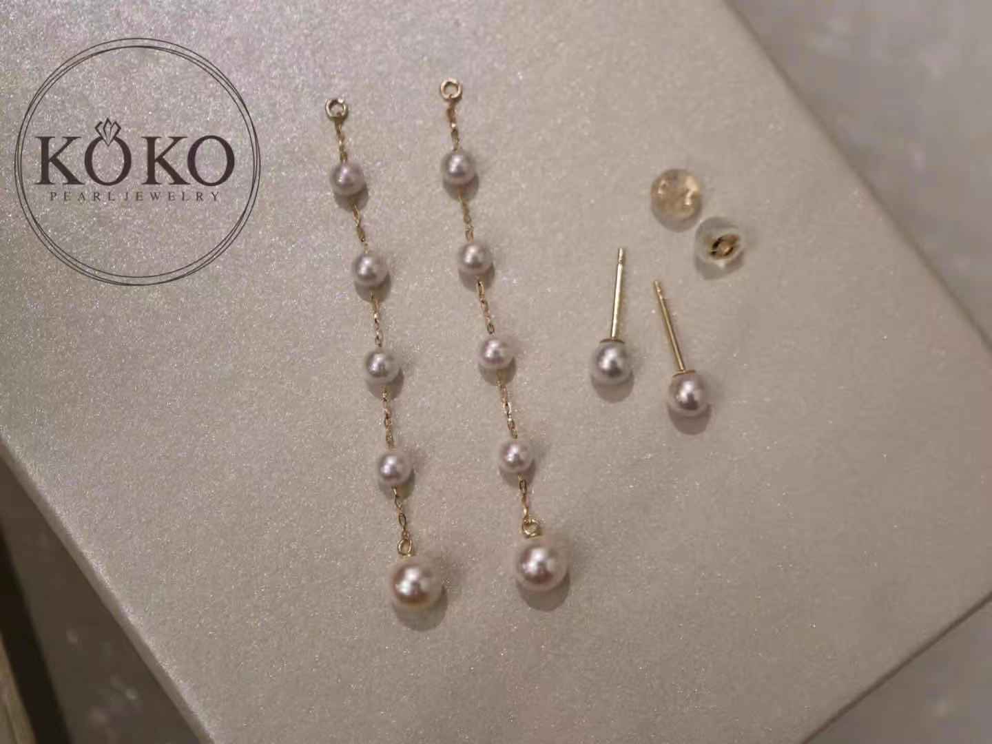 Clip Earrings Available丨2Ways Wearing 3.5+5.5mm Akoya Pearl Drop Earrings 18K Yellow Gold