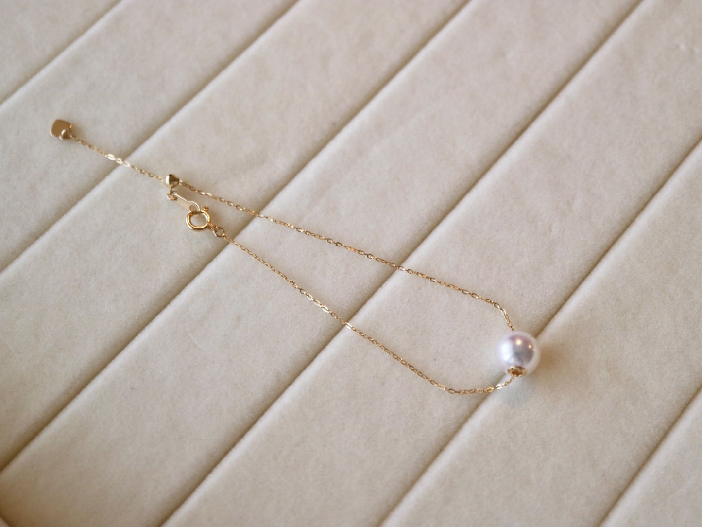 8mm アコヤ真珠フローティングペンダントブレスレット 18K イエローゴールド