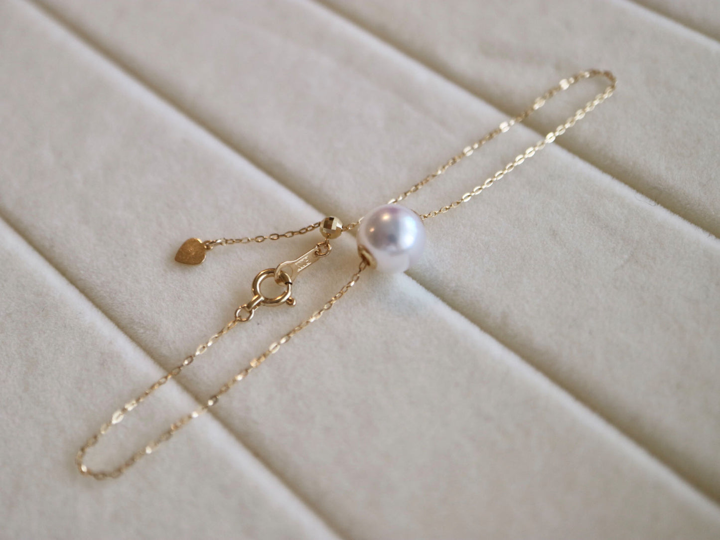 8mm アコヤ真珠フローティングペンダントブレスレット 18K イエローゴールド