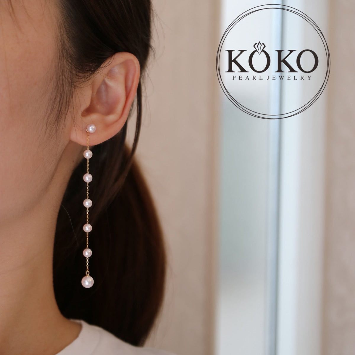 Clip Earrings Available丨2Ways Wearing 4.5+6mm Akoya Pearl Drop Earrings 18K Yellow Gold - KOKOPEARLJEWELRY - 1