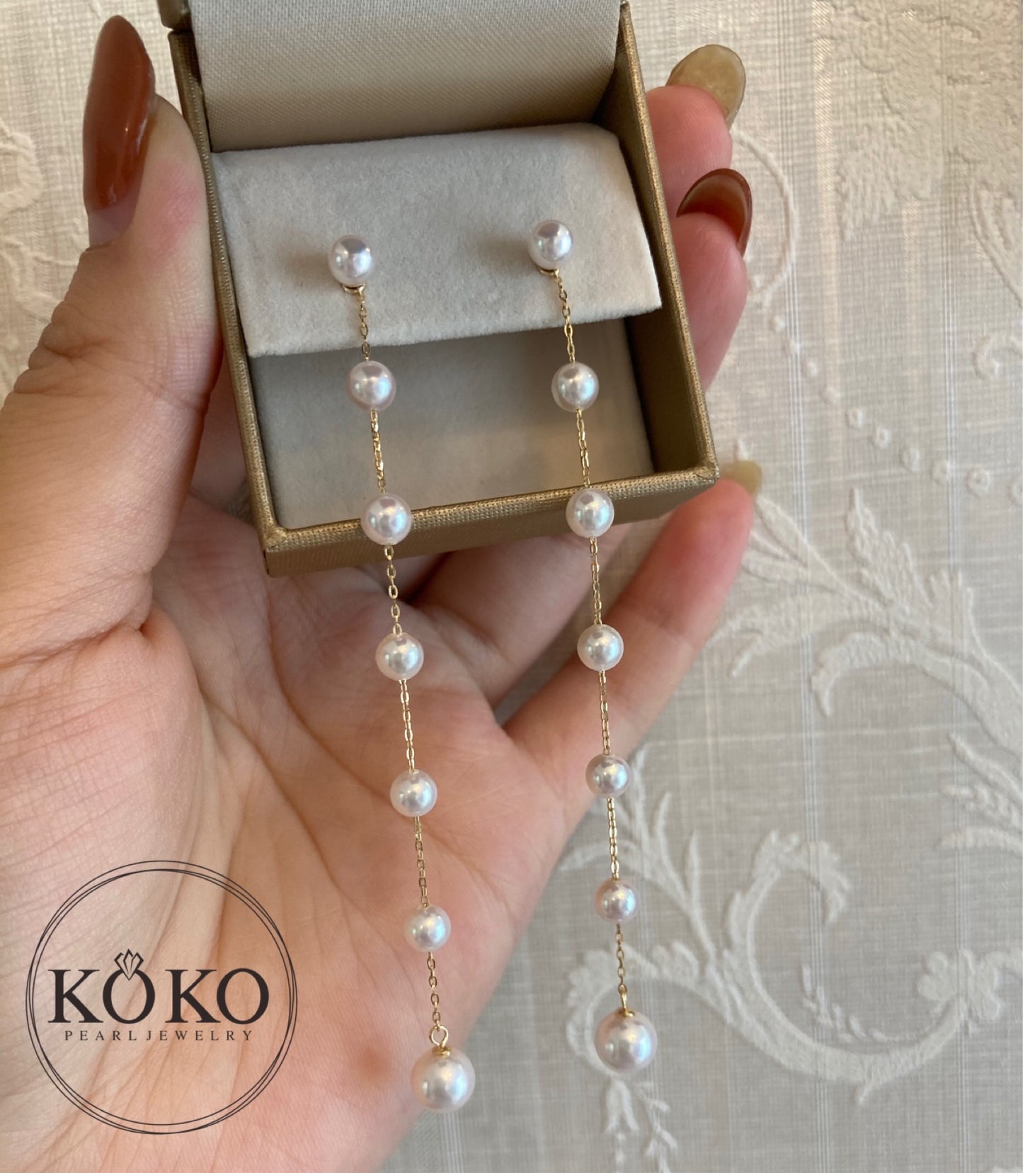 Clip Earrings Available丨2Ways Wearing 4.5+6.0mm Akoya Pearl Drop Earrings 18K Yellow Gold