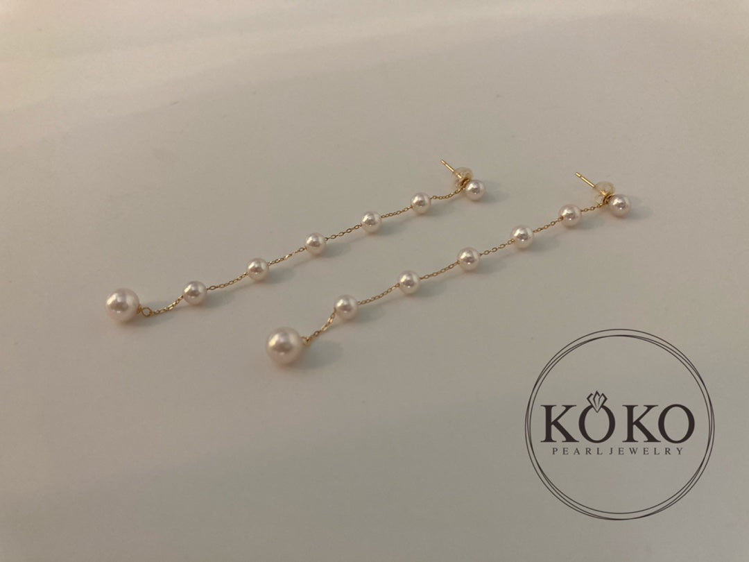 Clip Earrings Available丨2Ways Wearing 4.5+6.0mm Akoya Pearl Drop Earrings 18K Yellow Gold