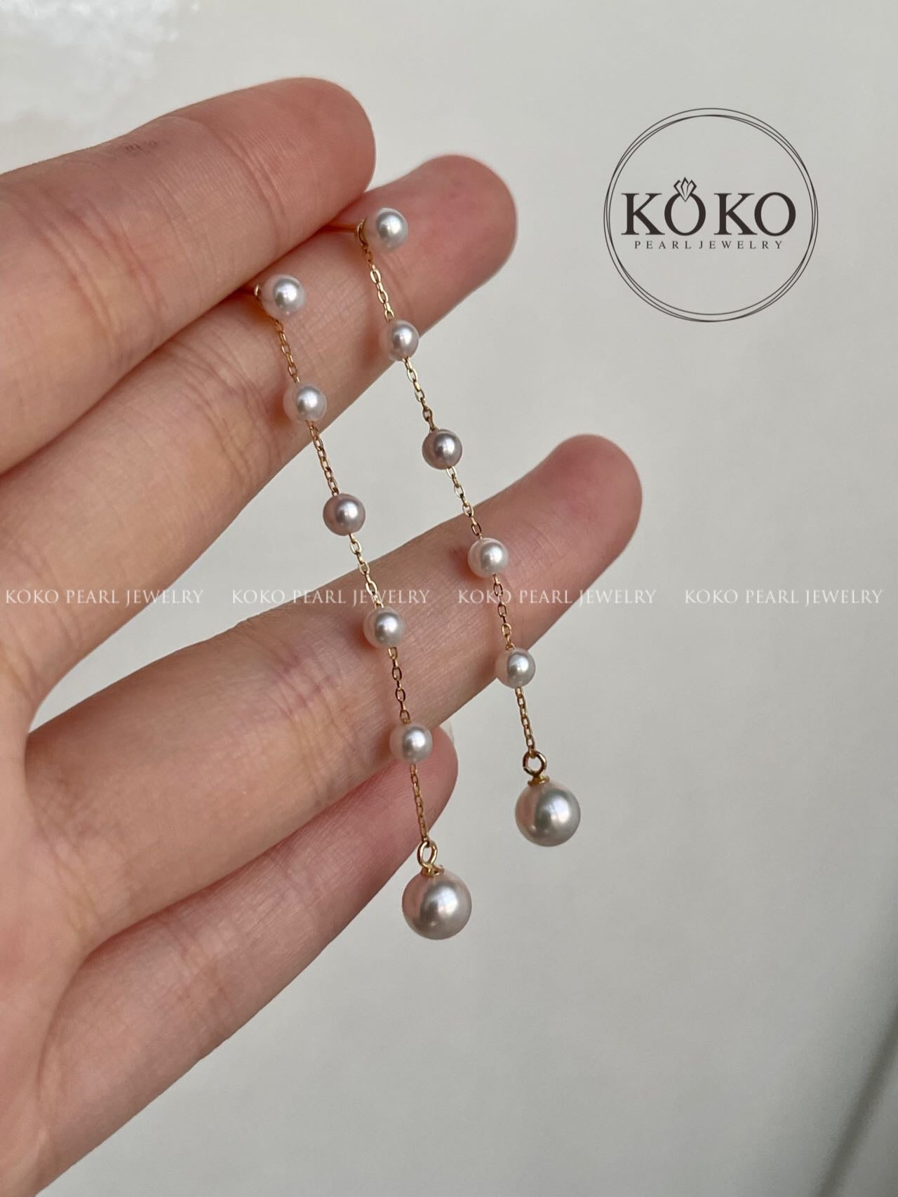 Clip Earrings Available丨2Ways Wearing 3.5+5.5mm Akoya Pearl Drop Earrings 18K Yellow Gold