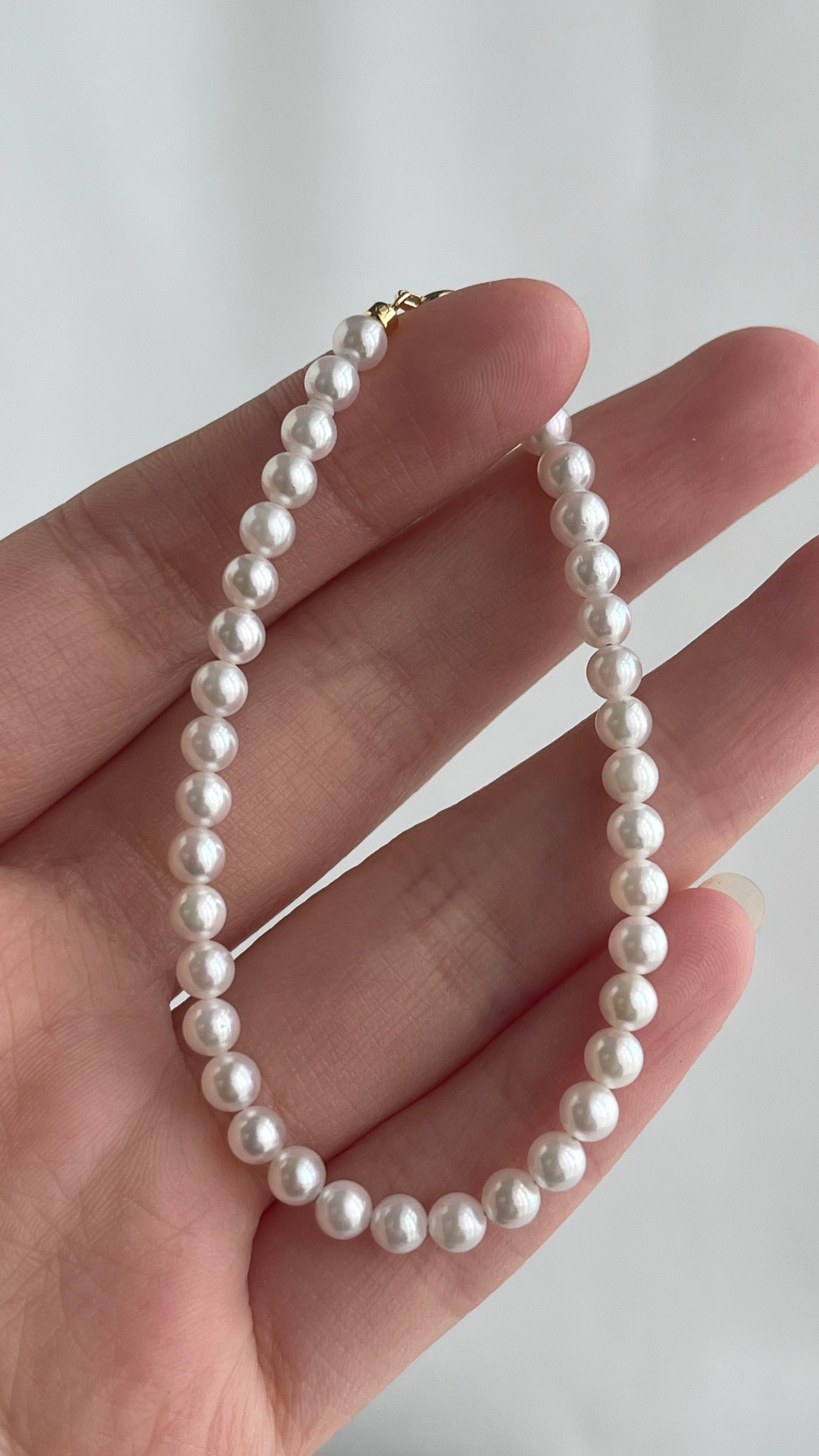 4mm ホワイト アコヤ パール ビーズ ブレスレット