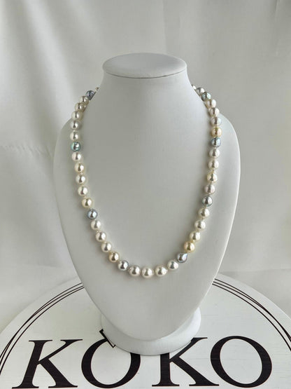 8.5-9.5mm Natural Mixed Color Baroque Akoya Pearl Strand Necklace