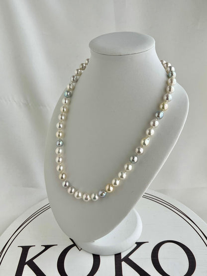 8.5-9.5mm Natural Mixed Color Baroque Akoya Pearl Strand Necklace