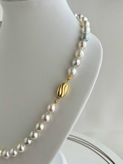 8.5-9.5mm Natural Mixed Color Baroque Akoya Pearl Strand Necklace