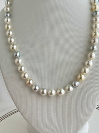 8.5-9.5mm Natural Mixed Color Baroque Akoya Pearl Strand Necklace