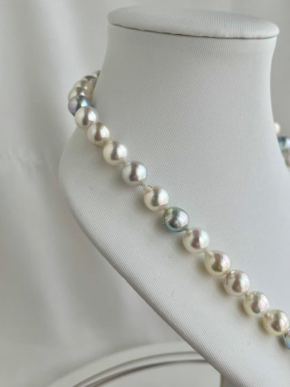 8.5-9.5mm Natural Mixed Color Baroque Akoya Pearl Strand Necklace