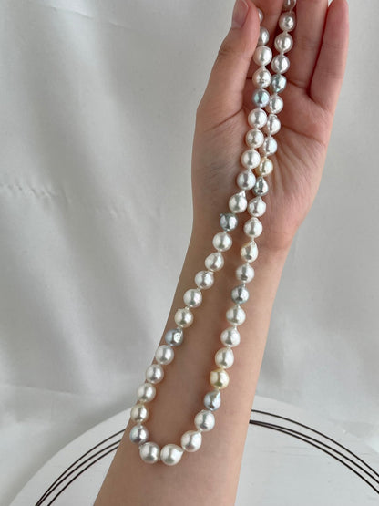8.5-9.5mm Natural Mixed Color Baroque Akoya Pearl Strand Necklace