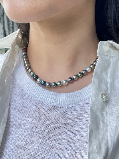 Dyed Mixed Color 7 - 8mm Japanese Akoya Pearl Strand Necklace - KOKOPEARLJEWELRY - 1