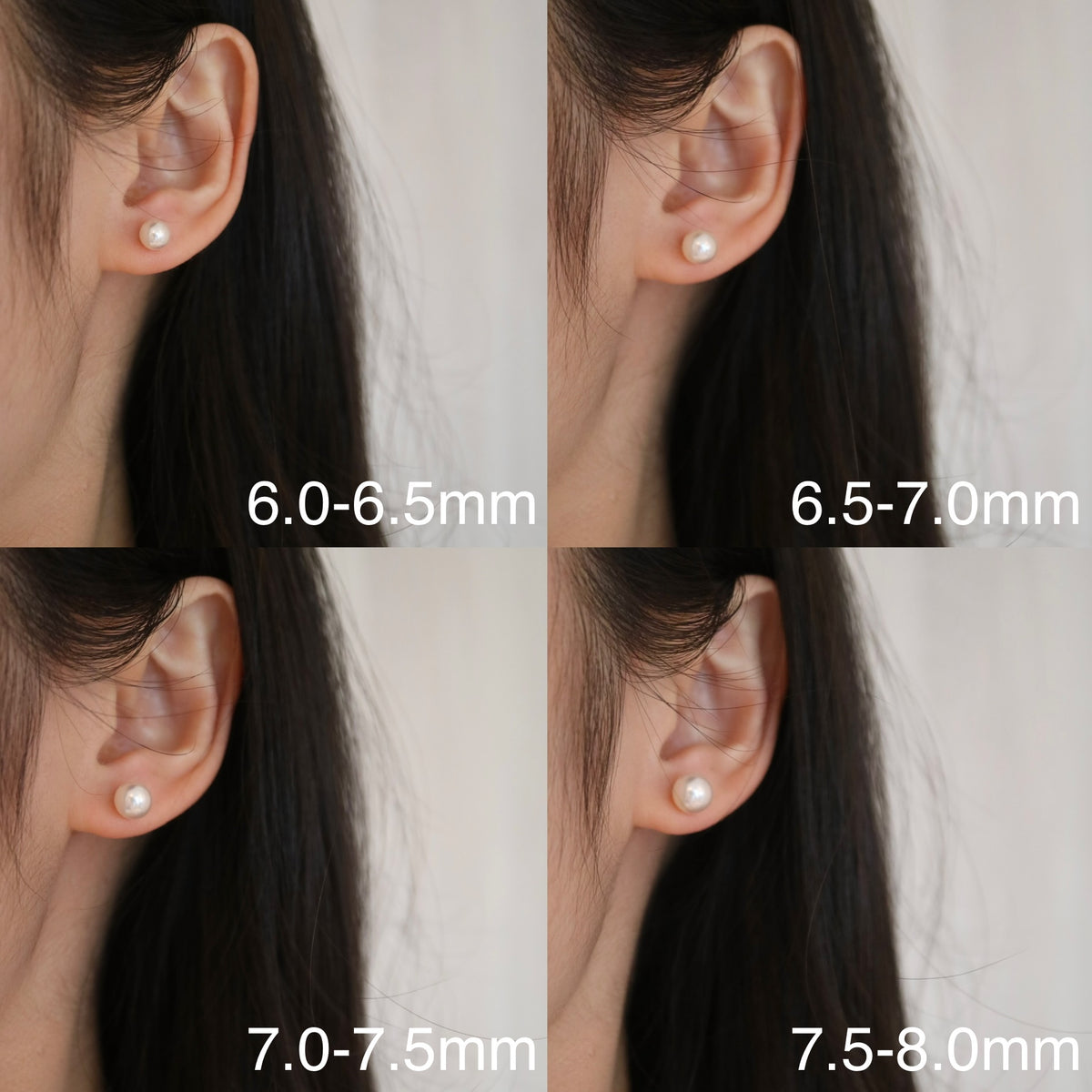 18K Gold Akoya Pearl Stud Earrings, White Round