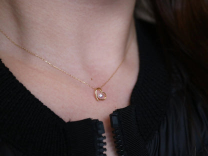 4.5mm Akoya Pearl Heart Shaped Pendant Necklace 18K Yellow Gold - KOKOPEARLJEWELRY - 4