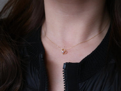 4.5mm Akoya Pearl Heart Shaped Pendant Necklace 18K Yellow Gold - KOKOPEARLJEWELRY - 5