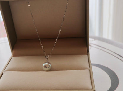 8mm Natural Silver Gray Akoya Pearl Adjustable Y Necklace 18K White Gold - KOKOPEARLJEWELRY - 9