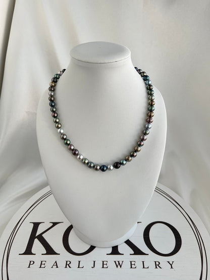 Dyed Mixed Color 7 - 8mm Japanese Akoya Pearl Strand Necklace - KOKOPEARLJEWELRY - 4