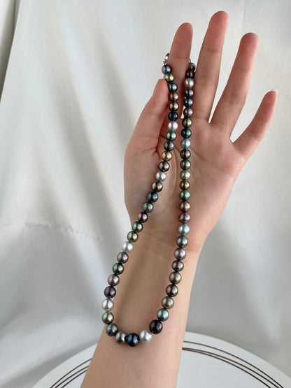 Dyed Mixed Color 7 - 8mm Japanese Akoya Pearl Strand Necklace - KOKOPEARLJEWELRY - 11