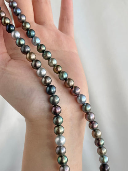 Dyed Mixed Color 7 - 8mm Japanese Akoya Pearl Strand Necklace - KOKOPEARLJEWELRY - 12