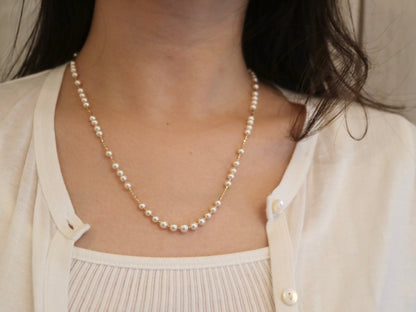 Champagne Golden Akoya Pearl & 18K Yellow Gold Beads Long Necklace - KOKOPEARLJEWELRY - 3