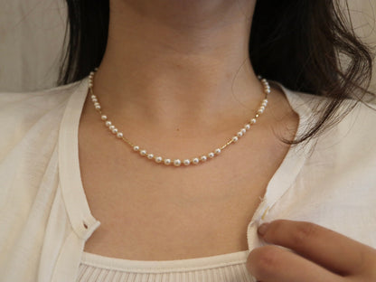 Champagne Golden Akoya Pearl & 18K Yellow Gold Beads Long Necklace - KOKOPEARLJEWELRY - 2