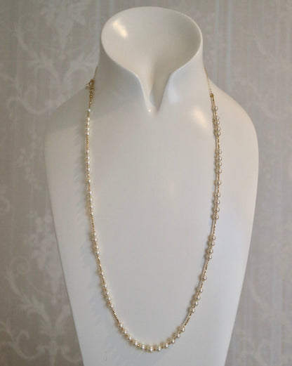 Champagne Golden Akoya Pearl & 18K Yellow Gold Beads Long Necklace - KOKOPEARLJEWELRY - 6