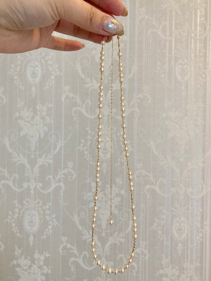 Champagne Golden Akoya Pearl & 18K Yellow Gold Beads Long Necklace - KOKOPEARLJEWELRY - 8