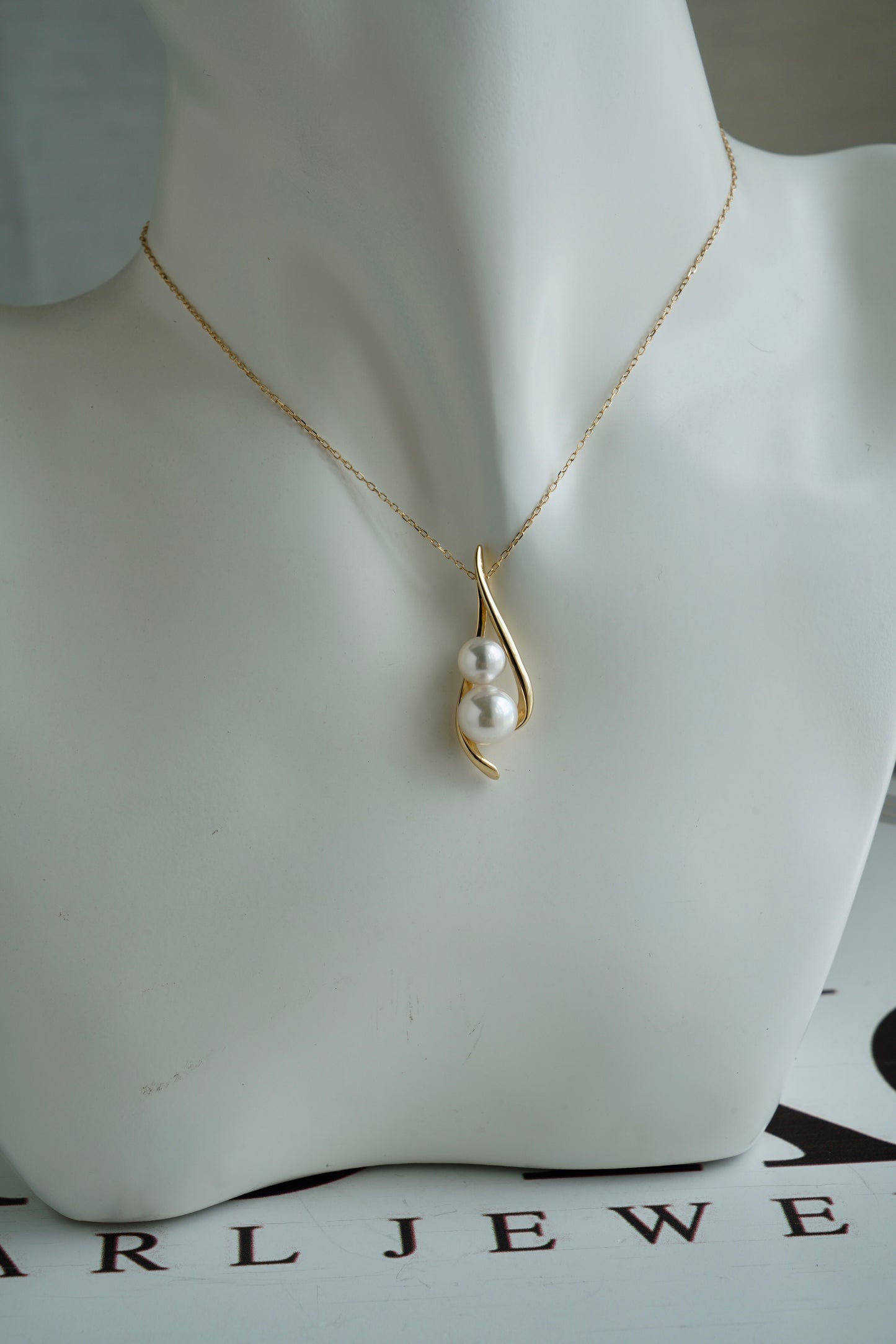 5.5+7mm アコヤ真珠 ピーポッド ペンダントネックレス 18K イエローゴールド