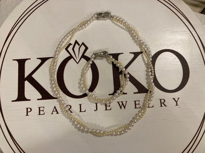 Bracelet Available丨2.5mm Cream Golden 4.5mm White Akoya Pearl Double Layered Strand Necklace