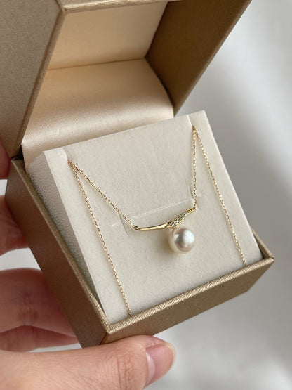 7.5mm Akoya Pearl Mermaid Tail Pendant Necklace - KOKOPEARLJEWELRY - 9