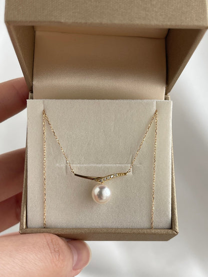 7.5mm Akoya Pearl Mermaid Tail Pendant Necklace - KOKOPEARLJEWELRY - 8