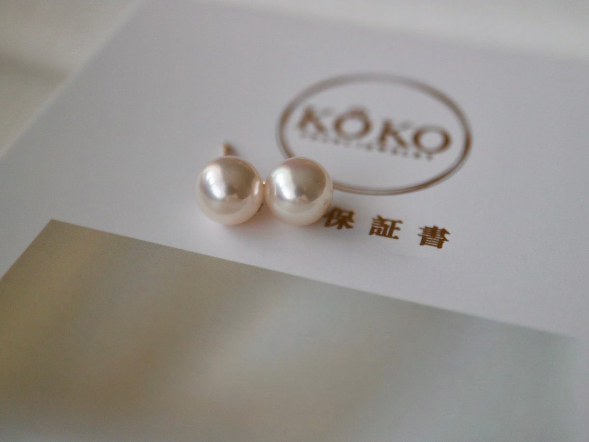 Pierced/Clip-On Type | 8.0mm Akoya Pearl Stud Earrings K18YG