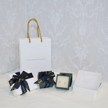 2Way Wearing 4+8.5mm White ＆ Natural Silver Blue Akoya Pearl Drop Earrings 18K Yellow Gold