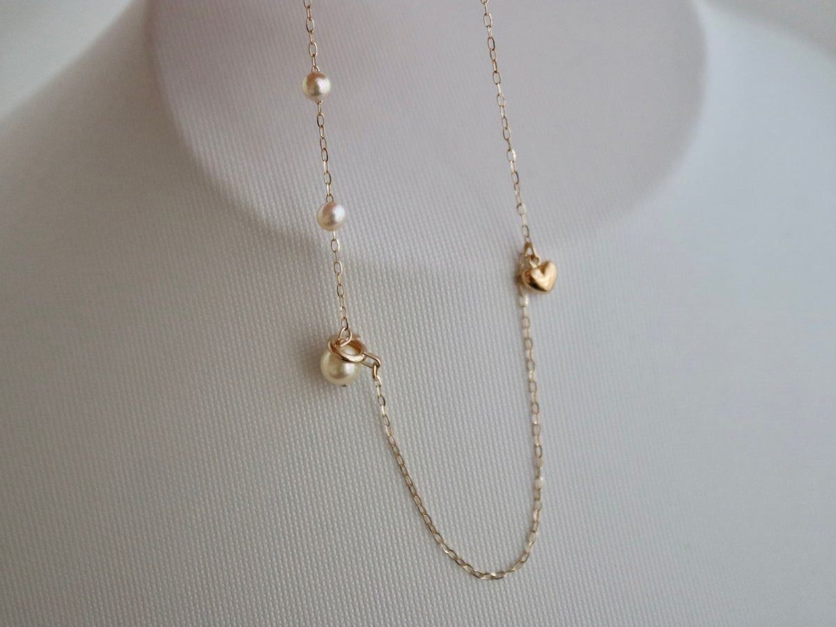 小さなハートペンダント＆アコヤパールチェーンブレスレット K10YG - KOKO PEARL JEWELRY - 5
