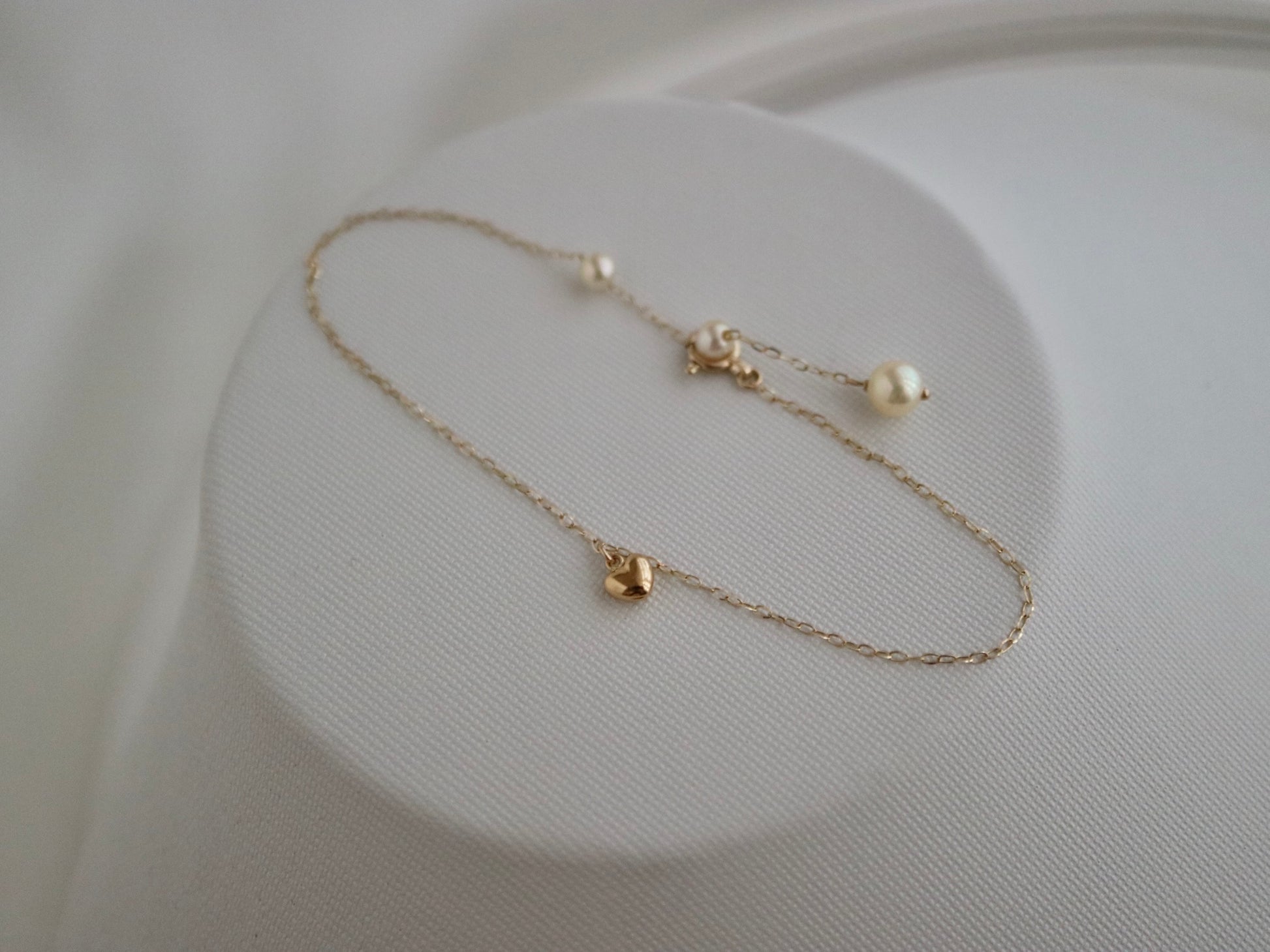 Little Heartペンダント＆アコヤ真珠チェーンブレスレット K10YG - KOKO PEARL JEWELRY - 1