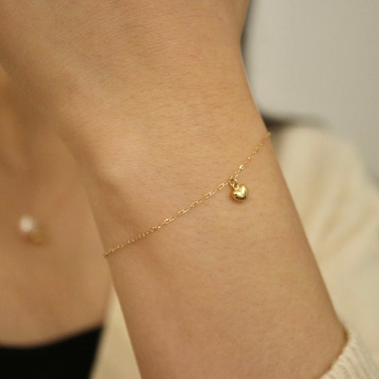 小さなハートペンダント＆アコヤパールチェーンブレスレット K10YG - KOKO PEARL JEWELRY - 2