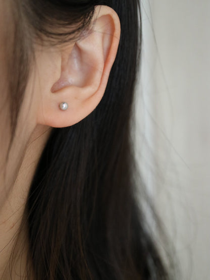 Rare Sized 3.5mm Silver Blue Akoya Pearl Stud Earrings 18K Yellow Gold - KOKOPEARLJEWELRY - 4