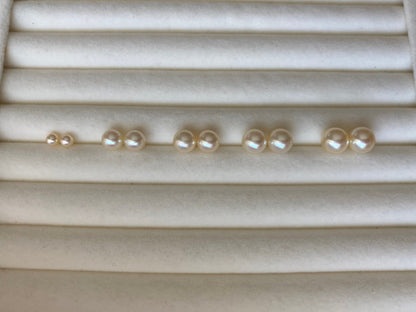 6.5mm 7.5mm Natural Cream Golden Akoya Pearl Earrings 18K Gold - KOKOPEARLJEWELRY - 6
